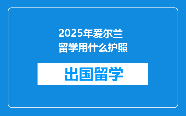 2025年爱尔兰留学用什么护照