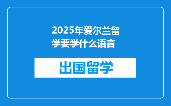 2025年爱尔兰留学要学什么语言