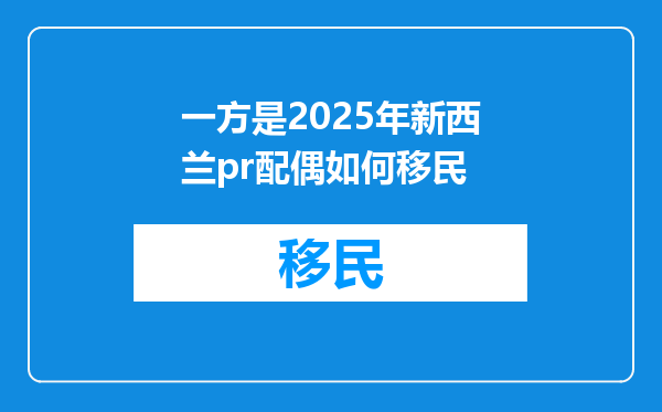 一方是2025年新西兰pr配偶如何移民