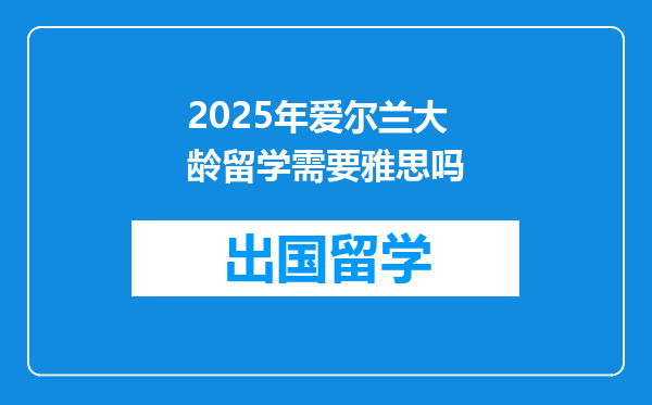 2025年爱尔兰大龄留学需要雅思吗
