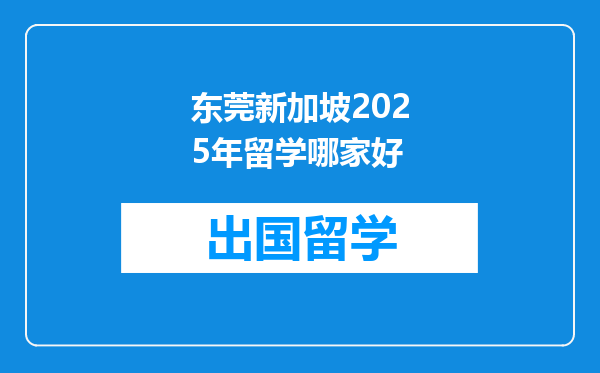 东莞新加坡2025年留学哪家好