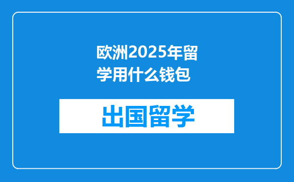 欧洲2025年留学用什么钱包