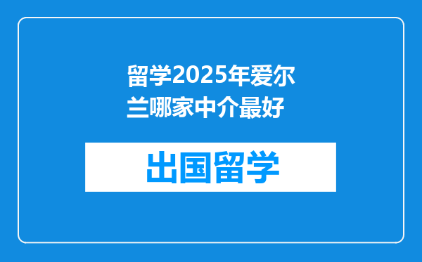 留学2025年爱尔兰哪家中介最好