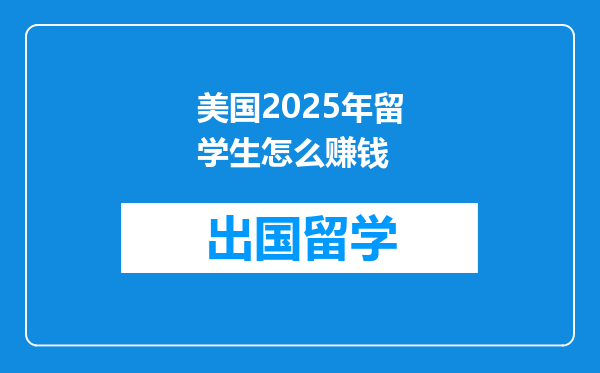 美国2025年留学生怎么赚钱
