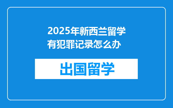 2025年新西兰留学有犯罪记录怎么办