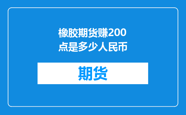 橡胶期货赚200点是多少人民币