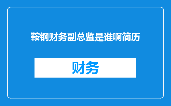 鞍钢财务副总监是谁啊简历