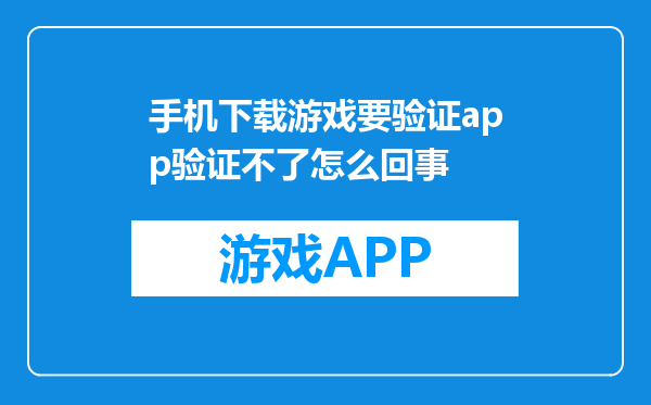 手机下载游戏要验证app验证不了怎么回事