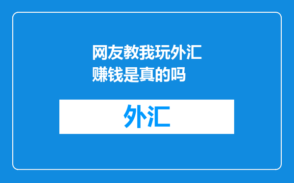 网友教我玩外汇赚钱是真的吗