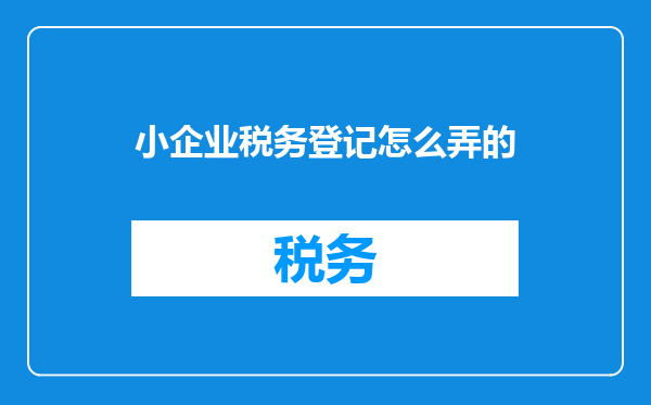 小企业税务登记怎么弄的