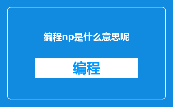 编程np是什么意思呢