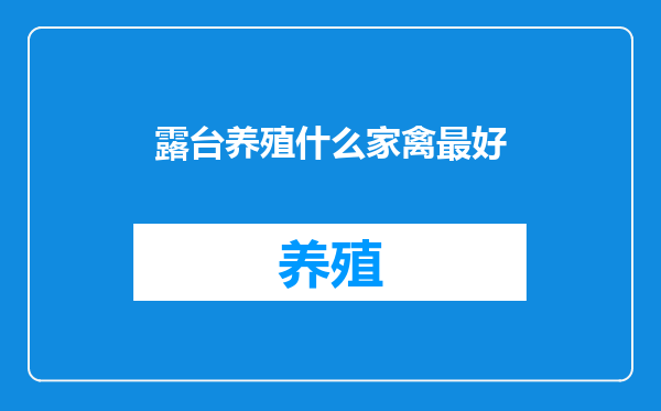 露台养殖什么家禽最好