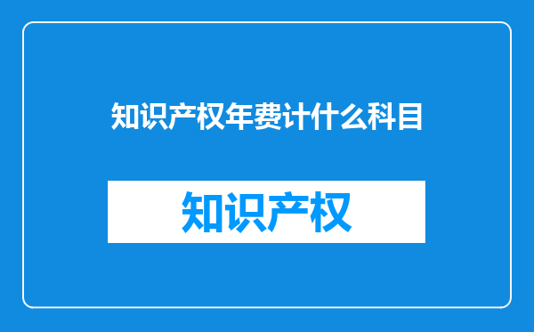知识产权年费计什么科目