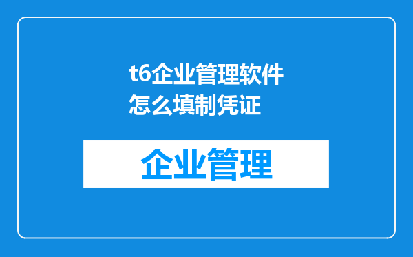 t6企业管理软件怎么填制凭证