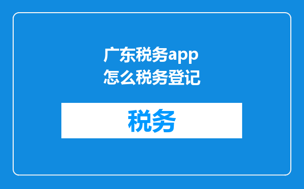 广东税务app怎么税务登记