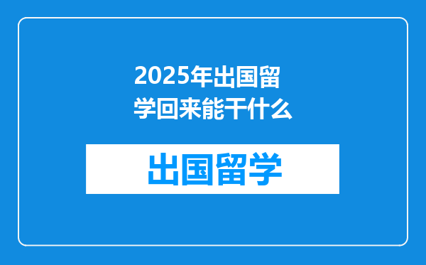 2025年出国留学回来能干什么