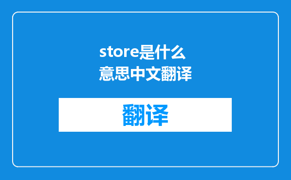 store是什么意思中文翻译