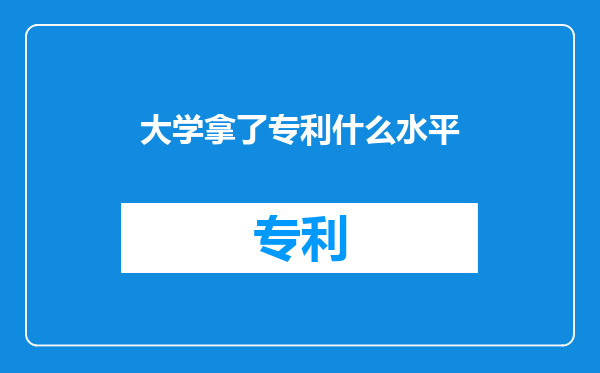大学拿了专利什么水平