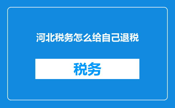 河北税务怎么给自己退税