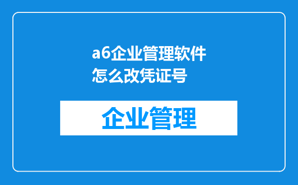 a6企业管理软件怎么改凭证号