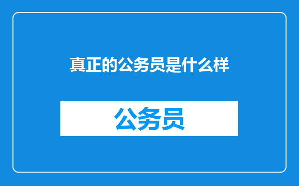 真正的公务员是什么样