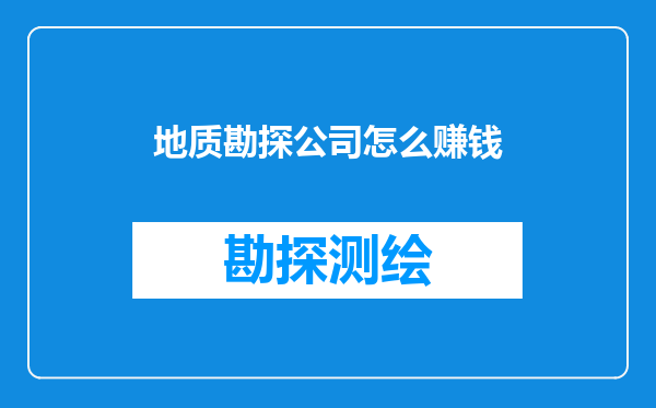 地质勘探公司怎么赚钱