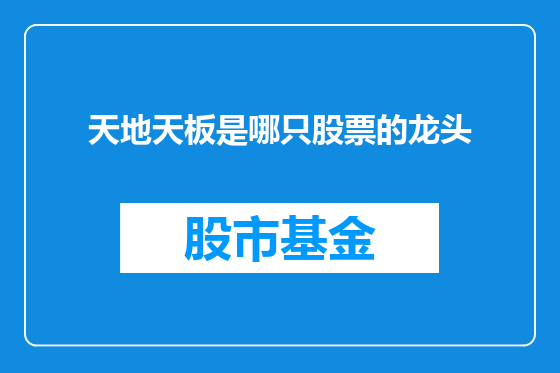 天地天板是哪只股票的龙头