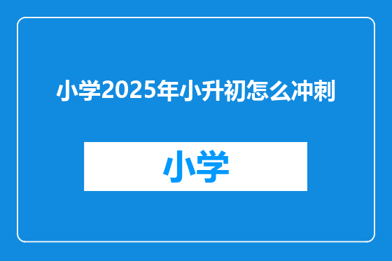 小学2025年小升初怎么冲刺