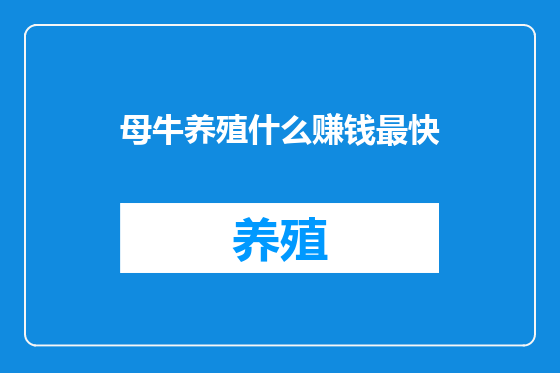 母牛养殖什么赚钱最快