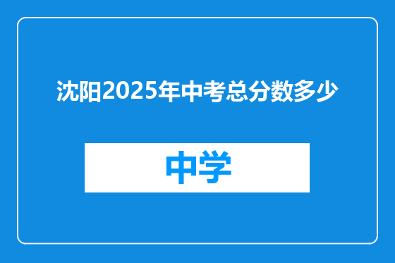 沈阳2025年中考总分数多少