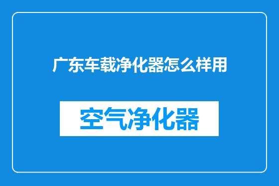 广东车载净化器怎么样用