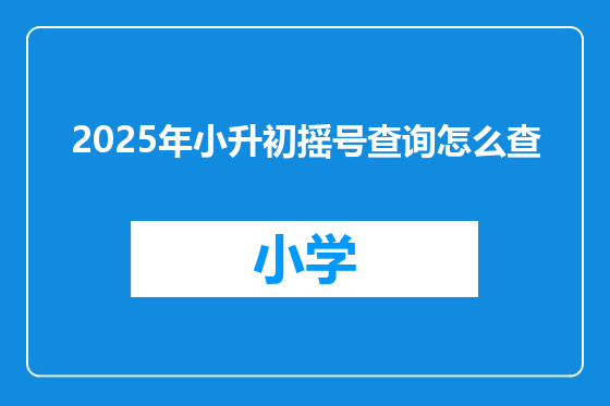 2025年小升初摇号查询怎么查