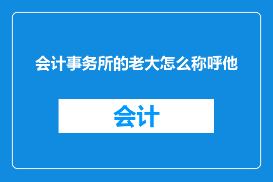 会计事务所的老大怎么称呼他
