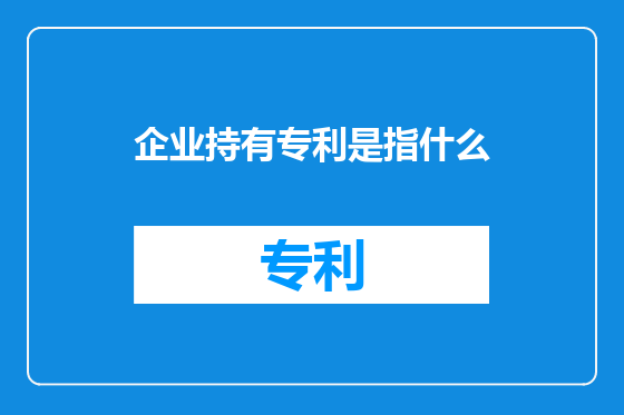 企业持有专利是指什么
