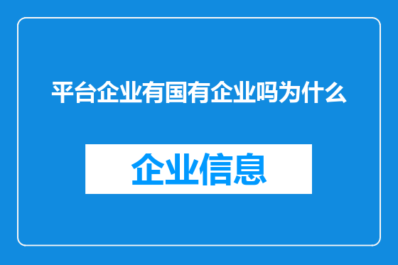 平台企业有国有企业吗为什么