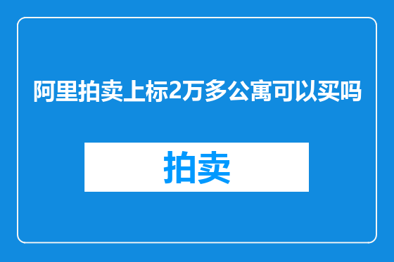 阿里拍卖上标2万多公寓可以买吗