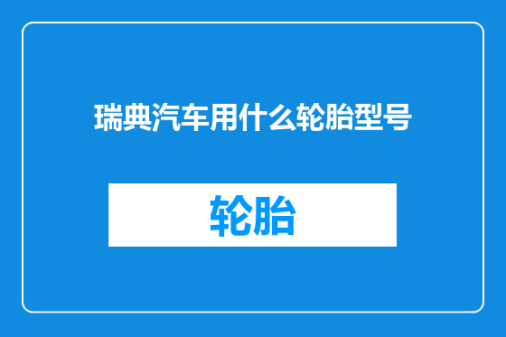 瑞典汽车用什么轮胎型号