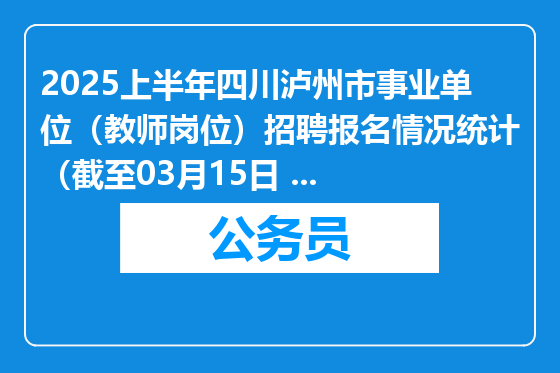 2025上半年四川泸州市事业单位（教师岗位）招聘报名情况统计（截至03月15日 17点）