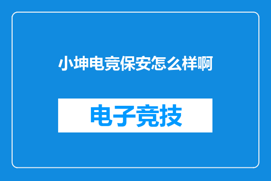 小坤电竞保安怎么样啊