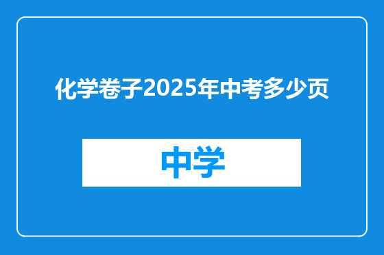 化学卷子2025年中考多少页