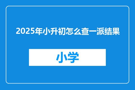 2025年小升初怎么查一派结果