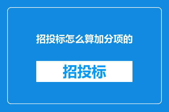 招投标怎么算加分项的