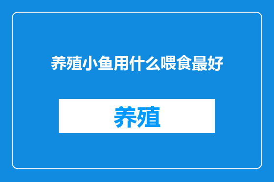 养殖小鱼用什么喂食最好