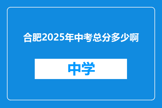 合肥2025年中考总分多少啊