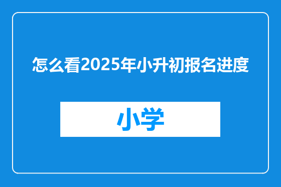 怎么看2025年小升初报名进度