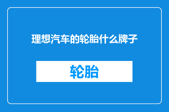 理想汽车的轮胎什么牌子