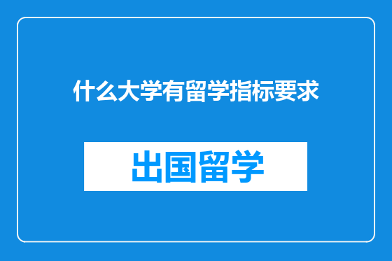 什么大学有留学指标要求
