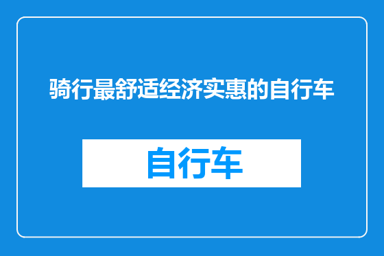 骑行最舒适经济实惠的自行车