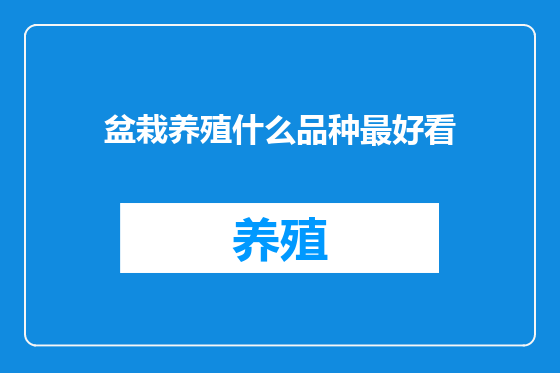 盆栽养殖什么品种最好看