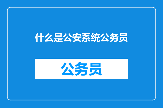 什么是公安系统公务员